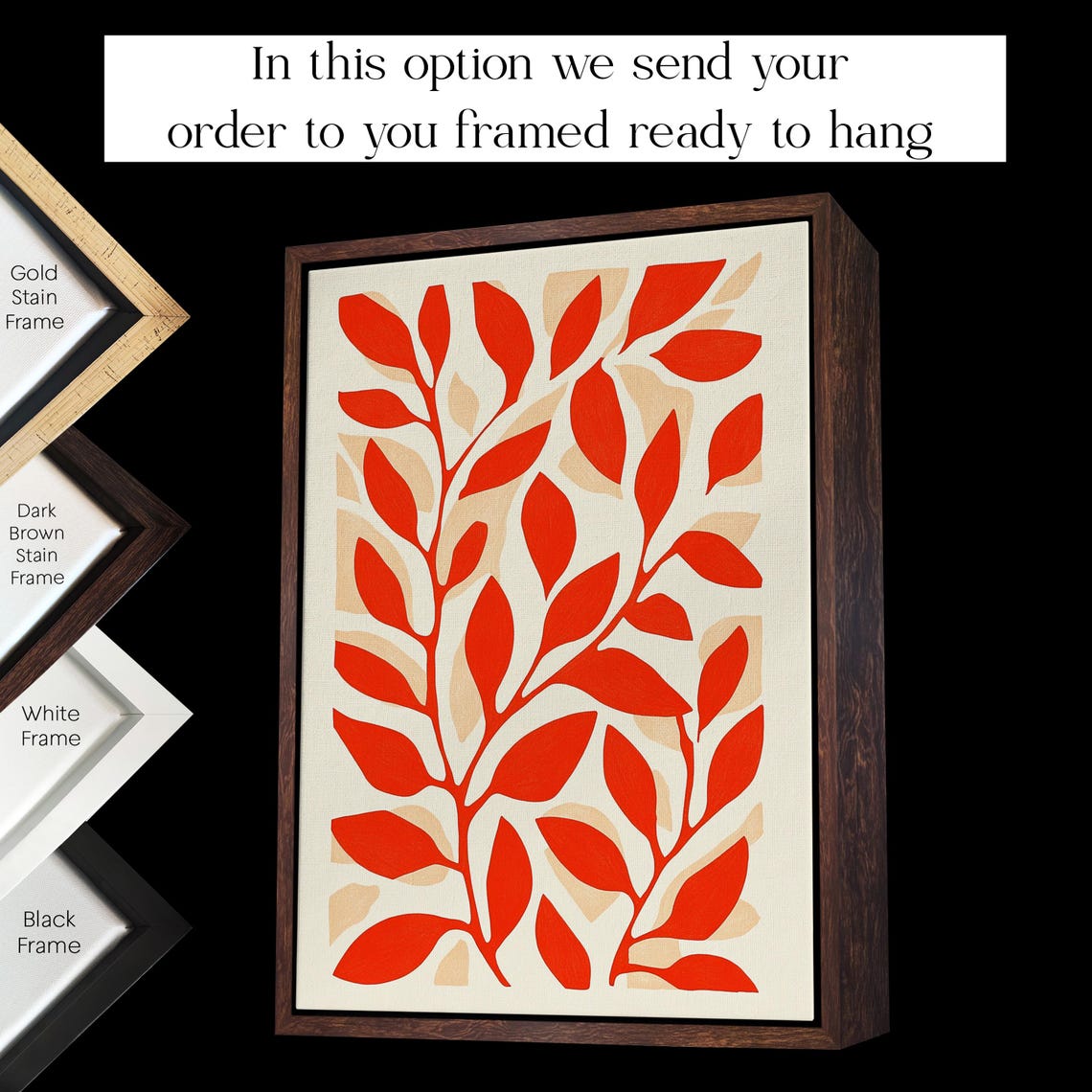 Minimalist Red Leaf Branch Scandinavian Botanical Autumn Wall Art - Image 2