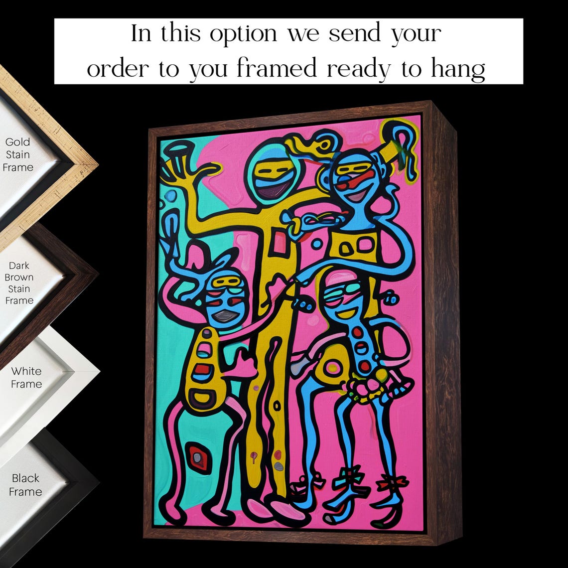 Colorful Happy Family Figures Pop Line Art Modern Joyful Poster - Image 3