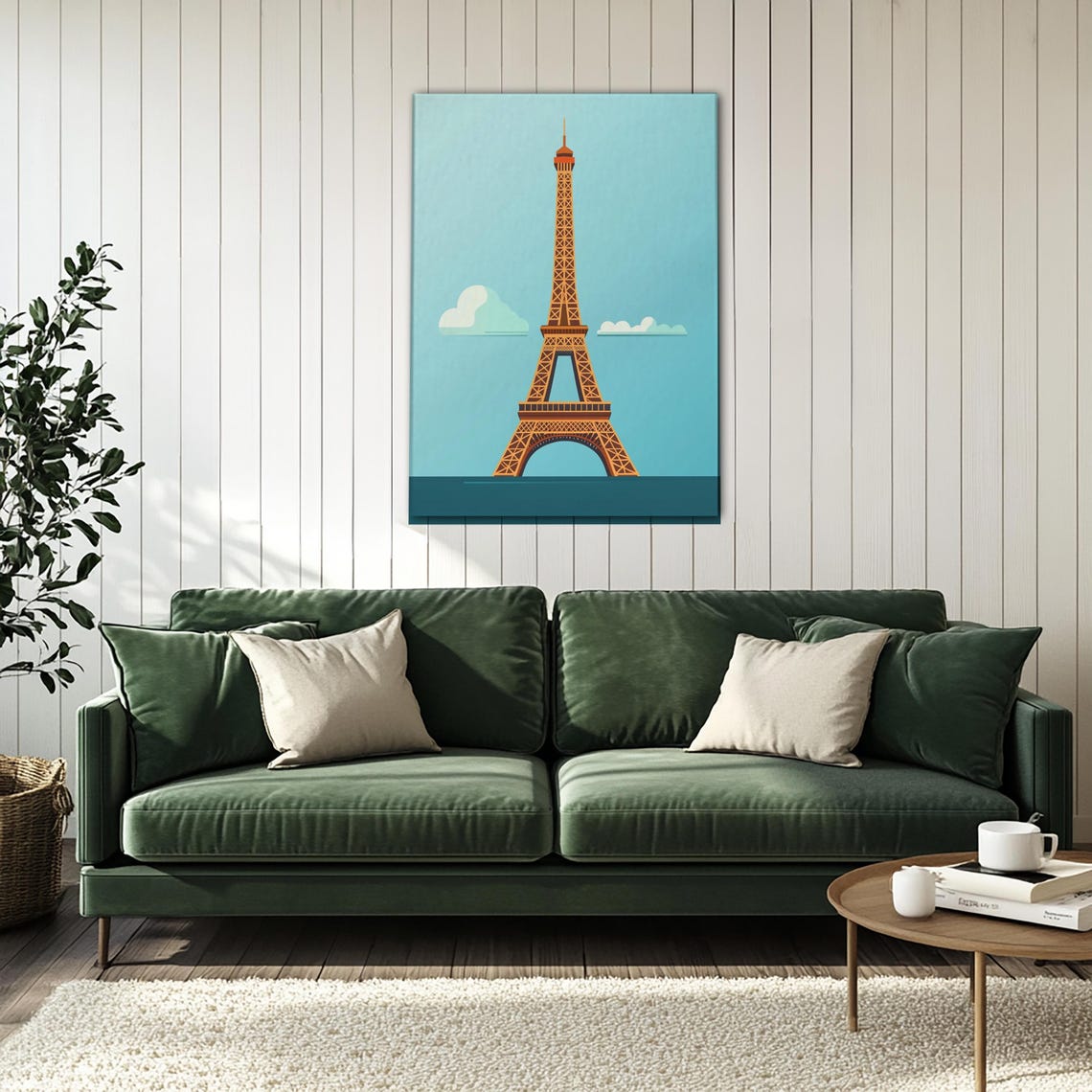 Minimalist Eiffel Tower Blue Paris Travel City Landmark Poster - Image 3