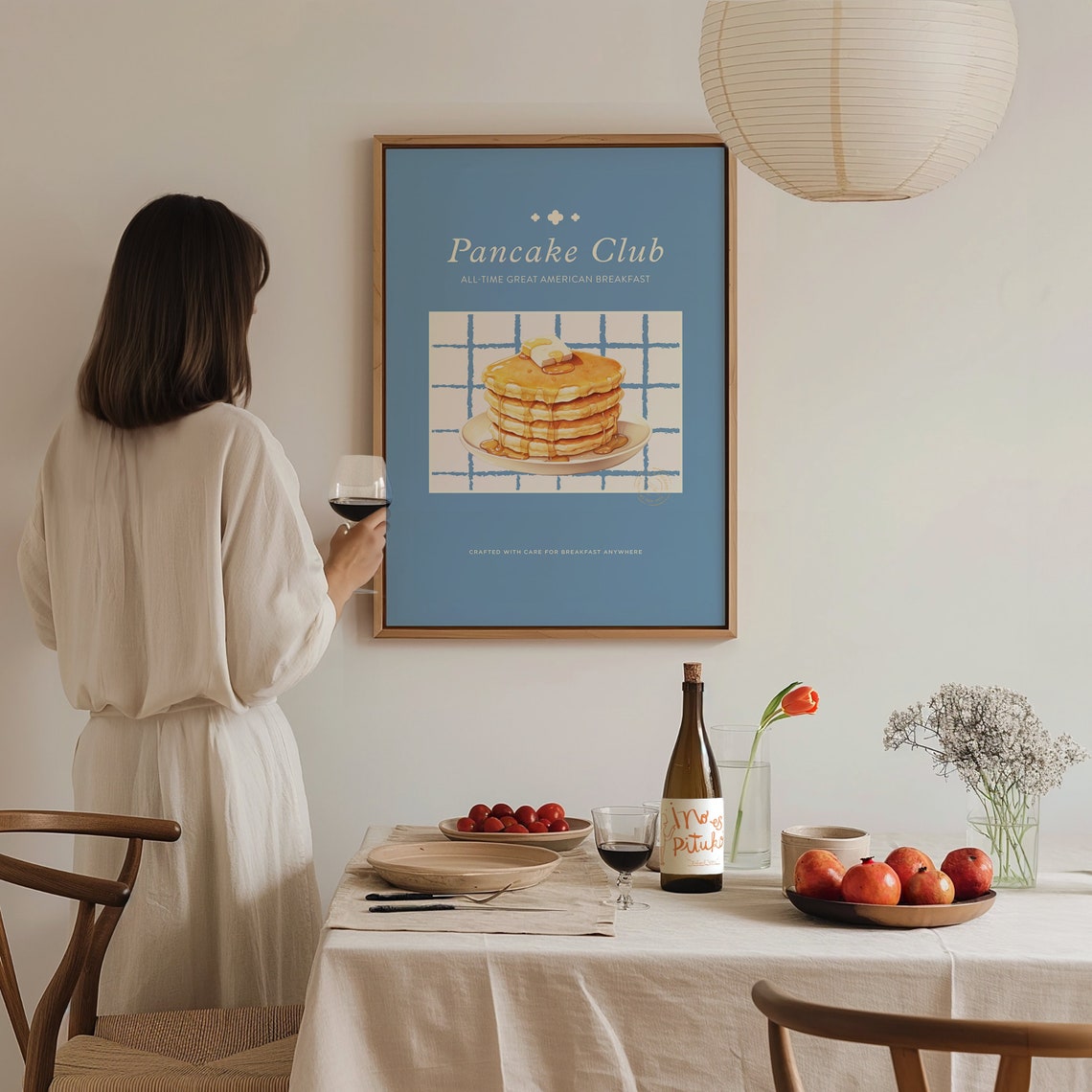 Pancake Club American Breakfast Retro Blue Kitchen Wall Art Poster - Image 3
