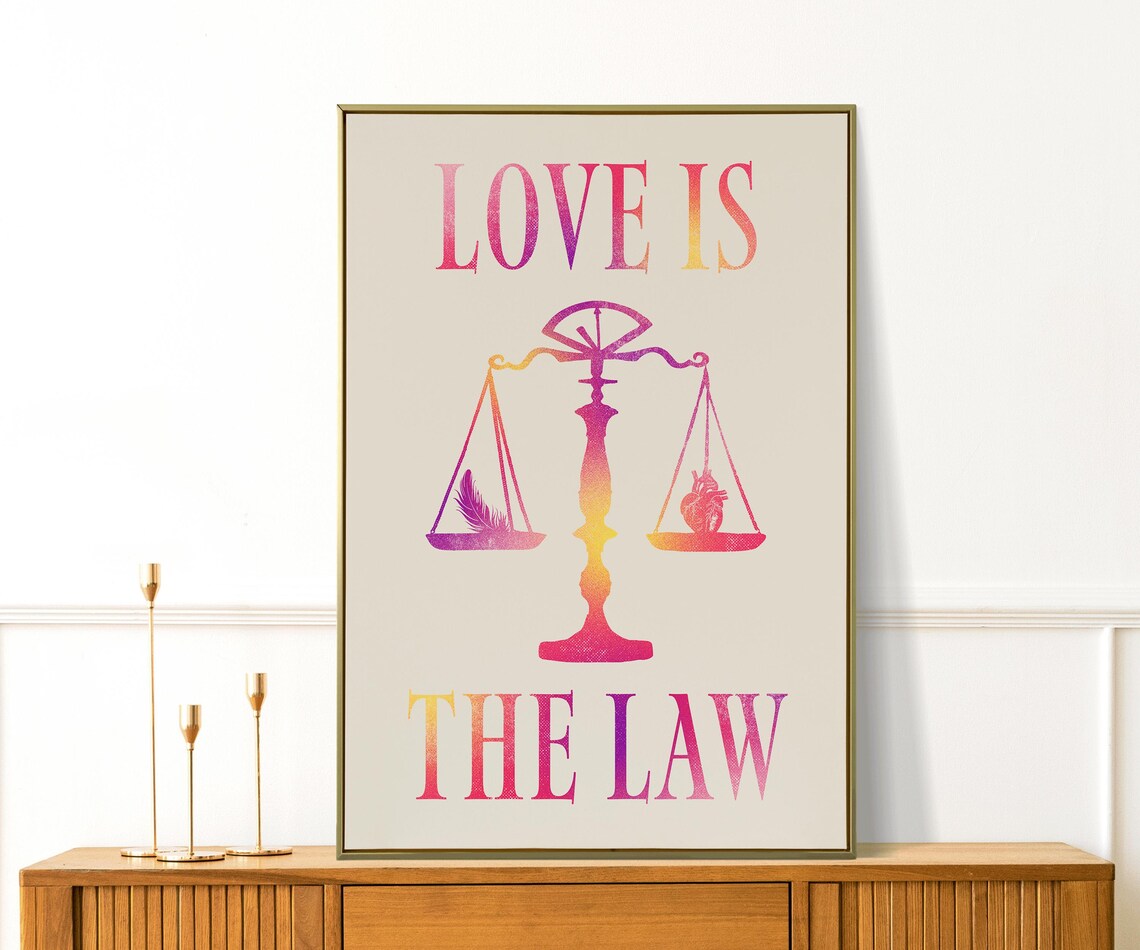 Love Is The Law Print Retro Wall Art Girly Gifts Spiritual Inspirational Quotes Preppy Apartment Decor Cute Prints Bedroom Wall Art - Image 3