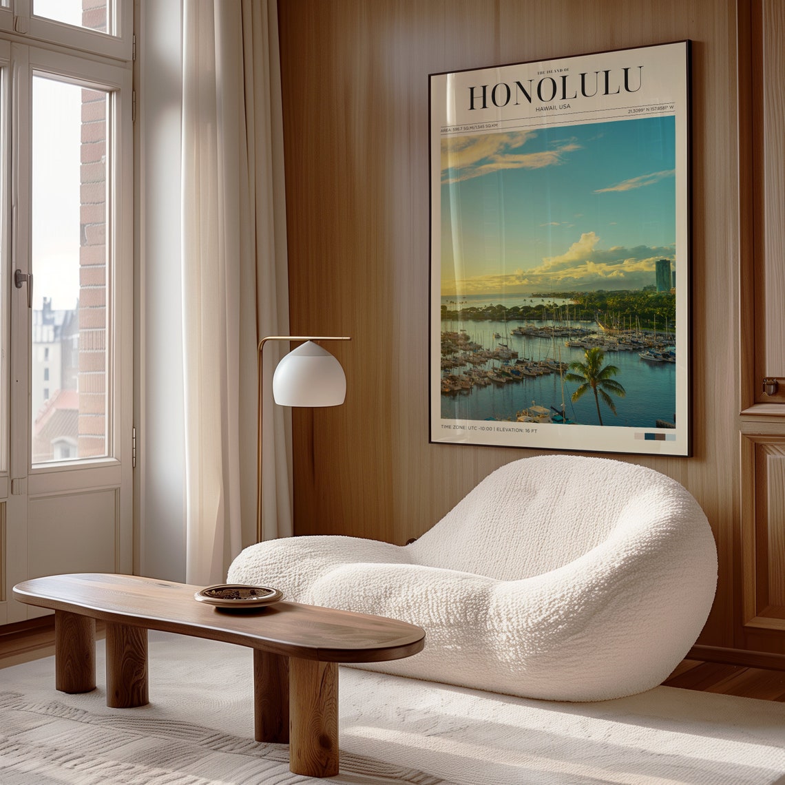 Honolulu Hawaii Marina Sunset Boats Palm Harbor Island Travel Poster - Image 4