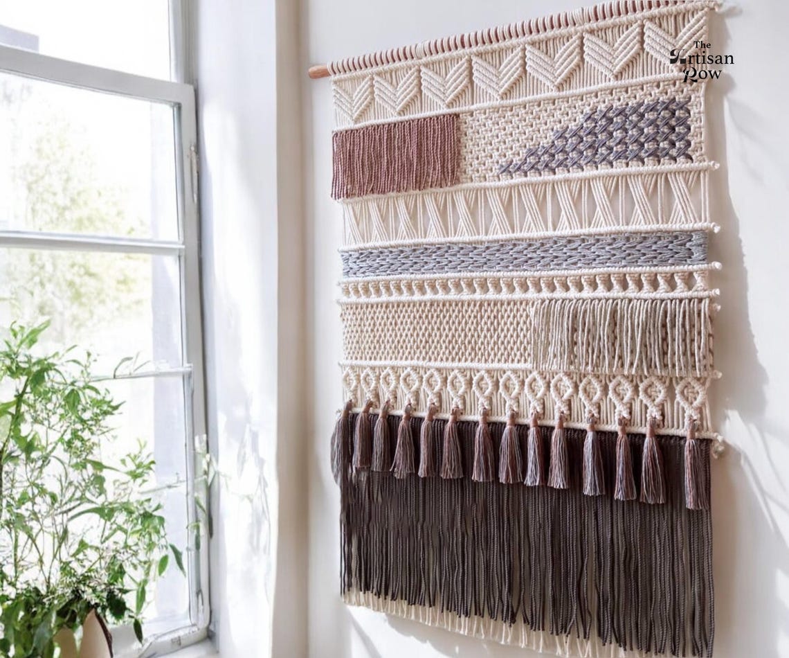 Macrame Wall Hanging Macraweaves Bohemian Decoration Woven Wall Hanging Macrame Mural Housewarming Gift Headboard Decor Handmade Gift - Image 3