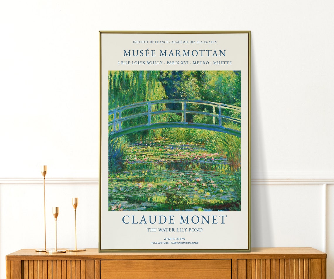 Claude Monet Water Lily Pond Bridge Exhibition Poster Wall Art Print