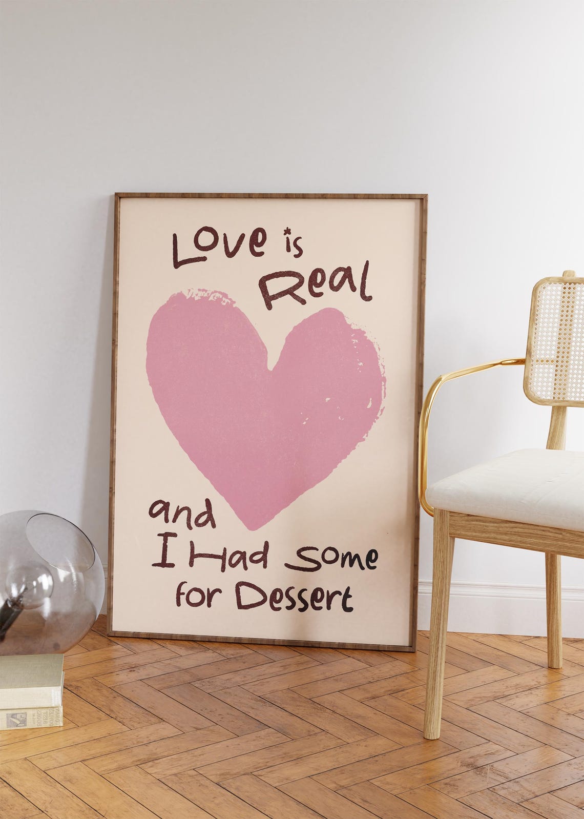 Love Is Real And I Had Some For Dessert Pink Heart Kitchen Wall Art - Image 3