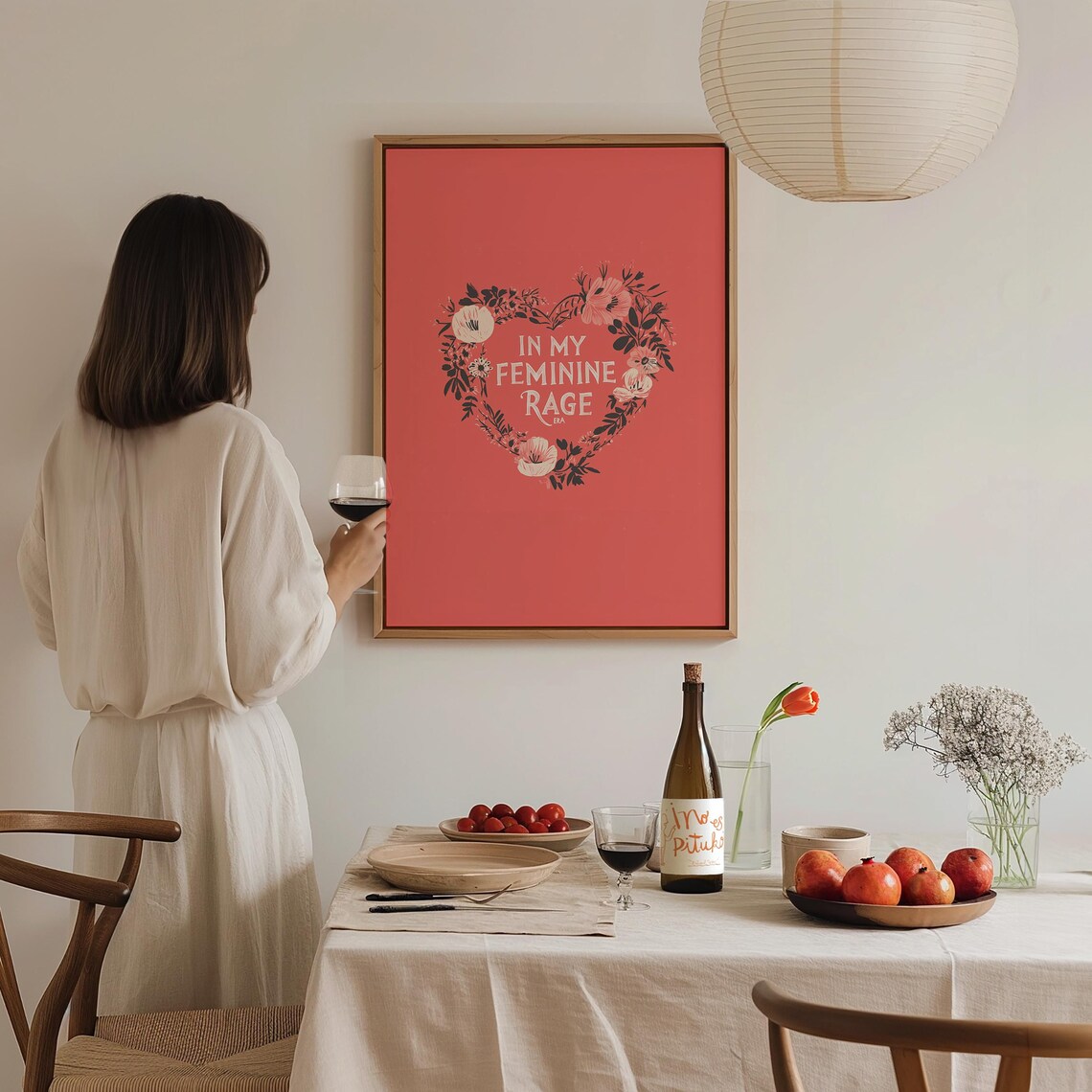 In My Feminine Rage Era Floral Heart Pink Feminist Quote Poster - Image 3