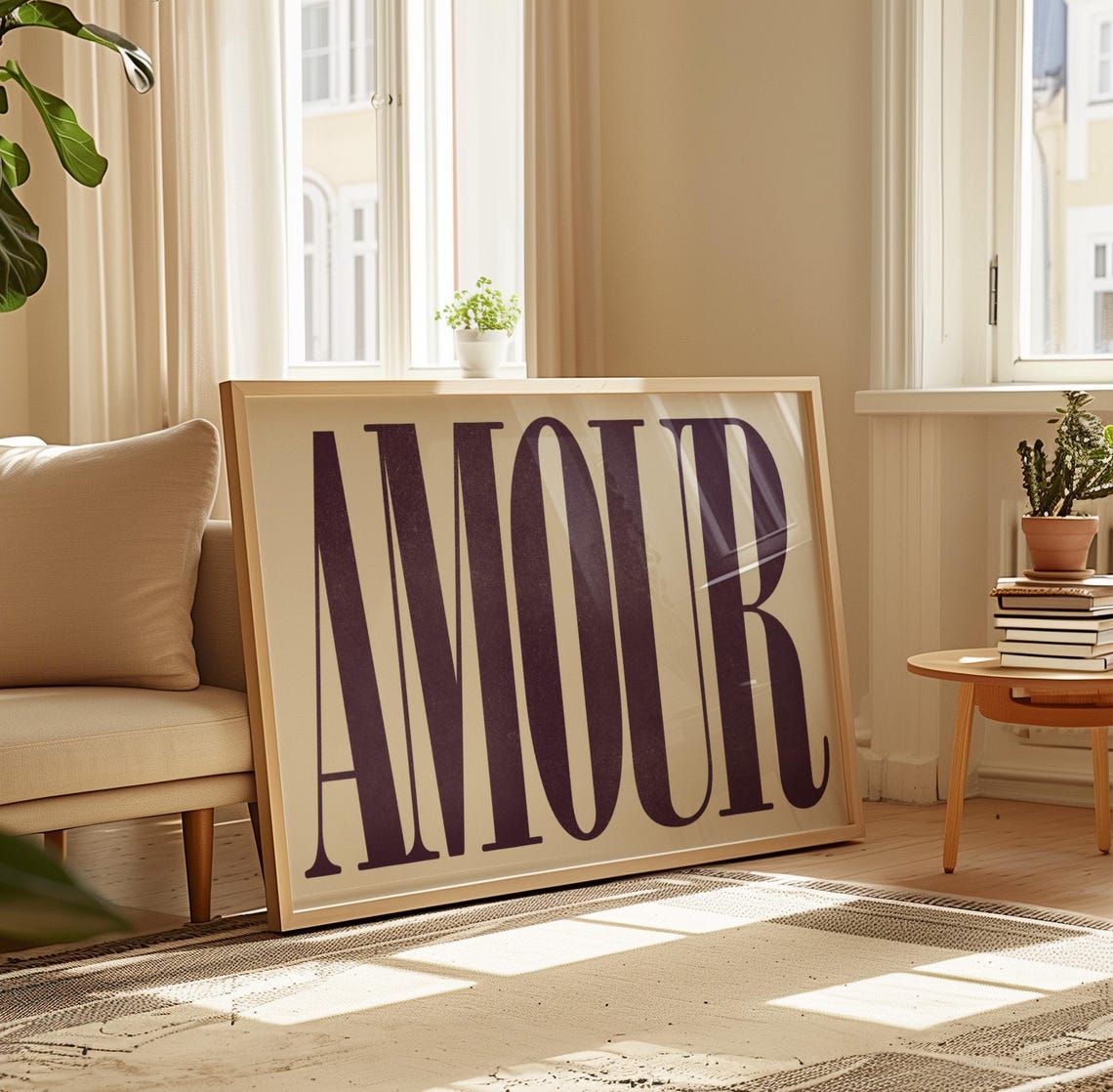 Amour Bold Plum Serif French Typography Romantic Wall Art Poster - Image 2