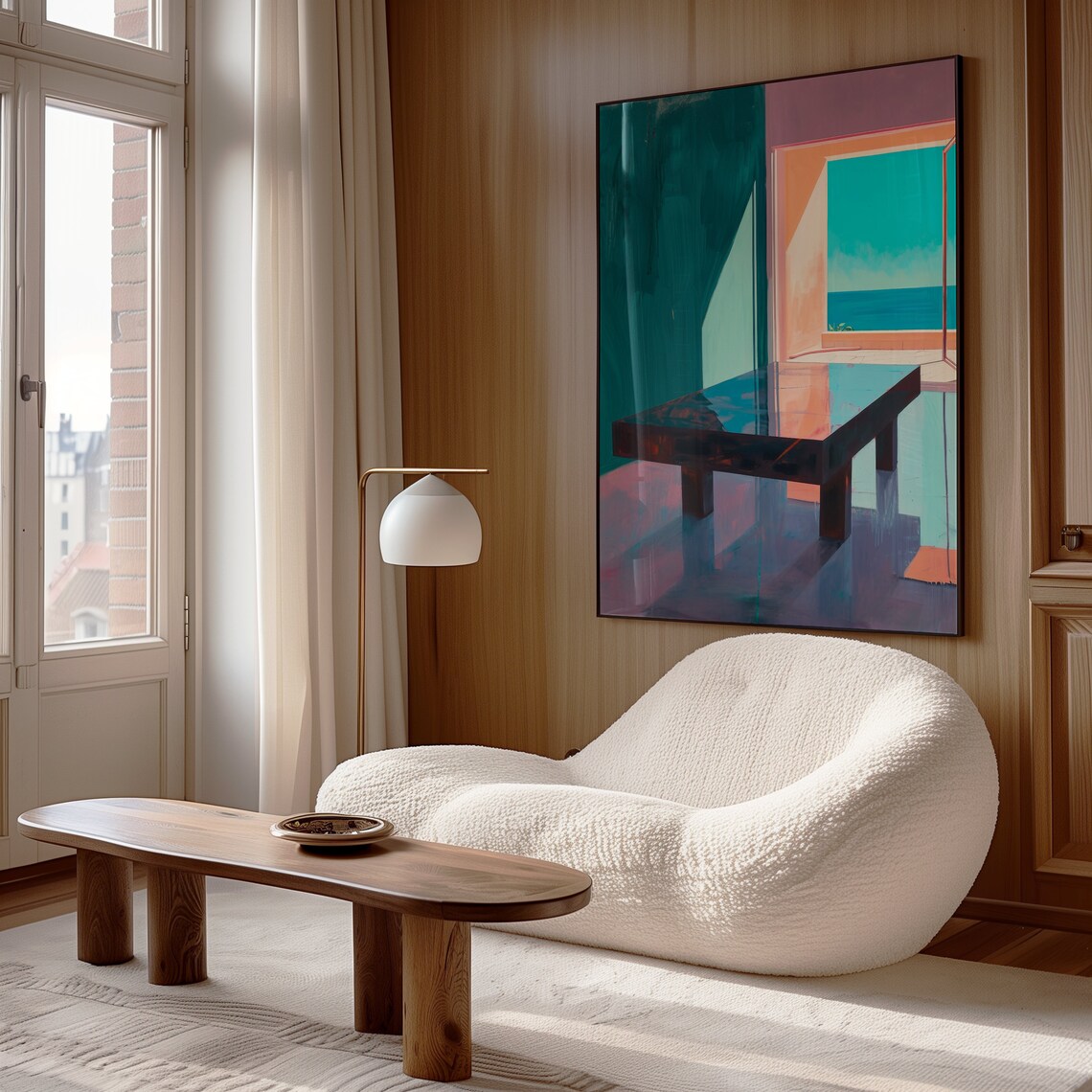 Hockney Inspired Pool Ocean View Modern Interior Colorful Abstract Art Print - Image 2