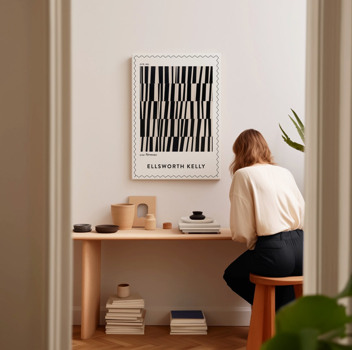 Ellsworth Kelly Cite 1951 Black White Stripes Postage Stamp Art Print - Image 5