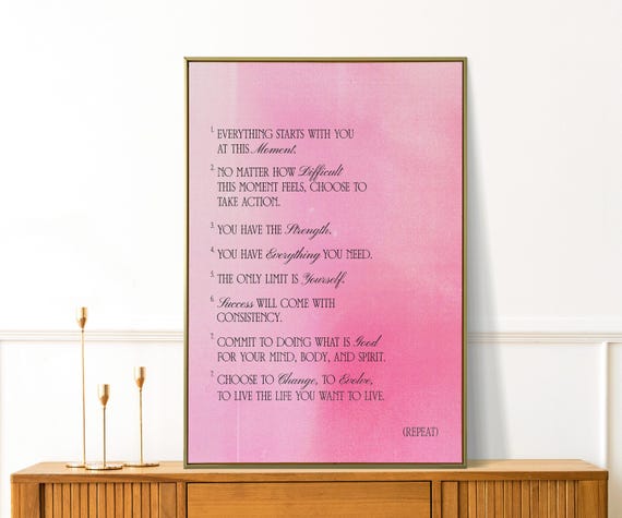 Everything Starts With You Print Affirmation Wall Art Girly Gifts Spiritual Inspirational Quotes Apartment Decor Cute Self Love Prints