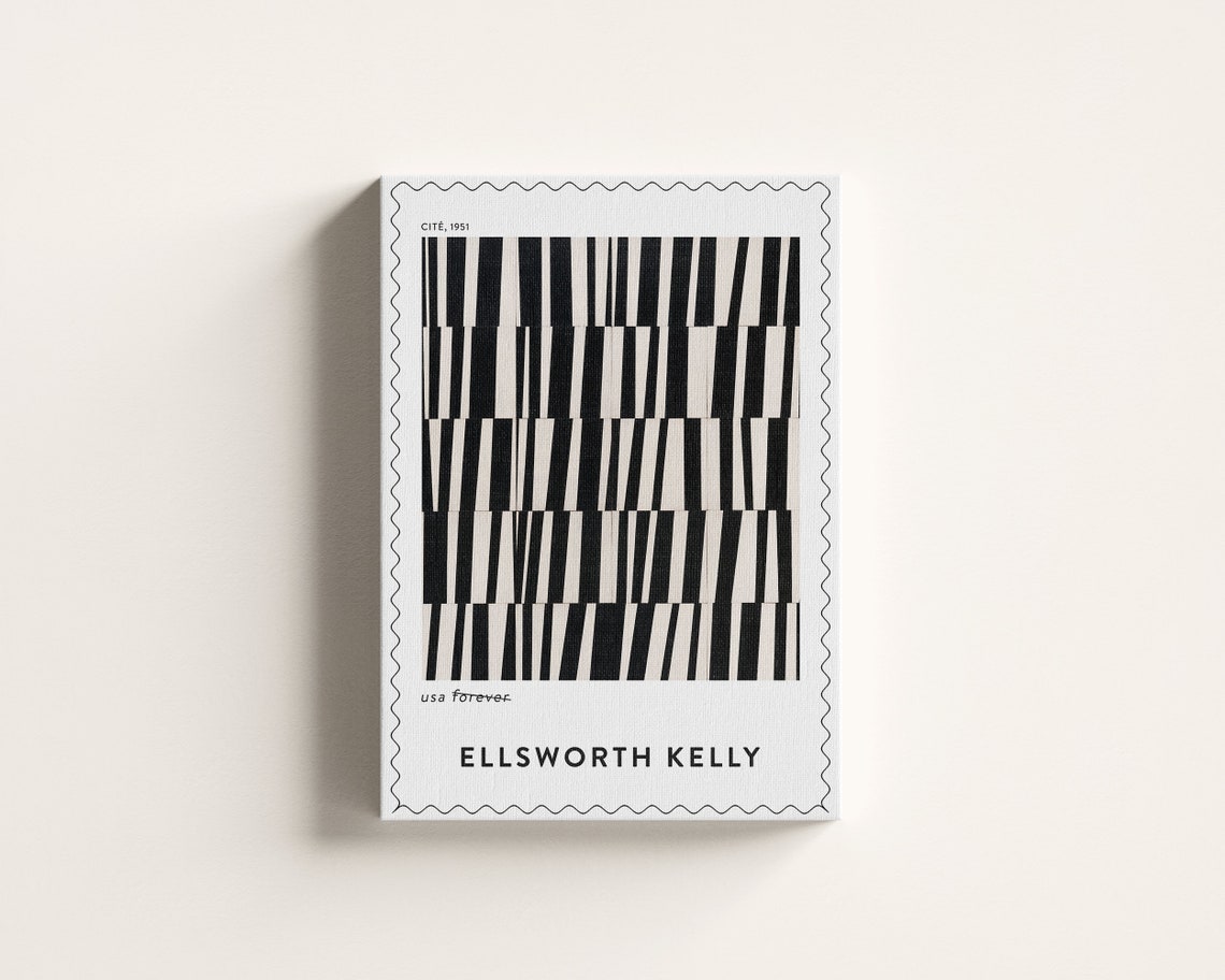 Ellsworth Kelly Cite 1951 Black White Stripes Postage Stamp Art Print - Image 2
