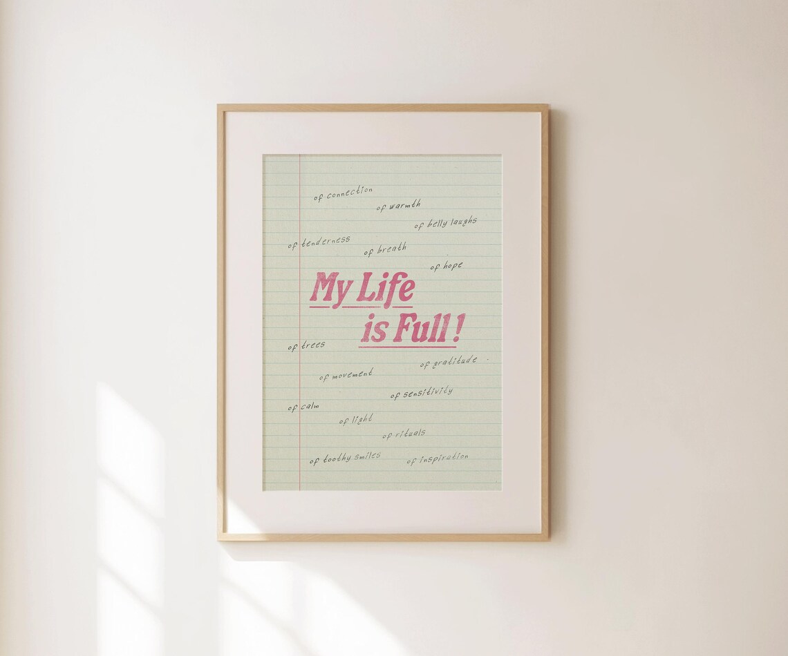 My Life Is Full Funny Gratitude Notebook Paper Retro Typography Quote Poster - Image 4