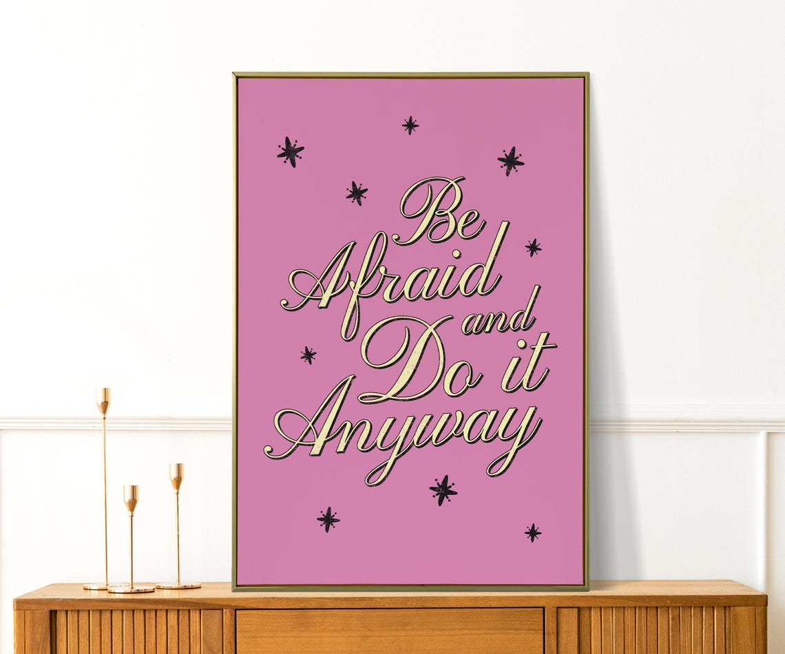 Be Afraid And Do It Anyway Pink Gold Script Motivational Poster - Image 4