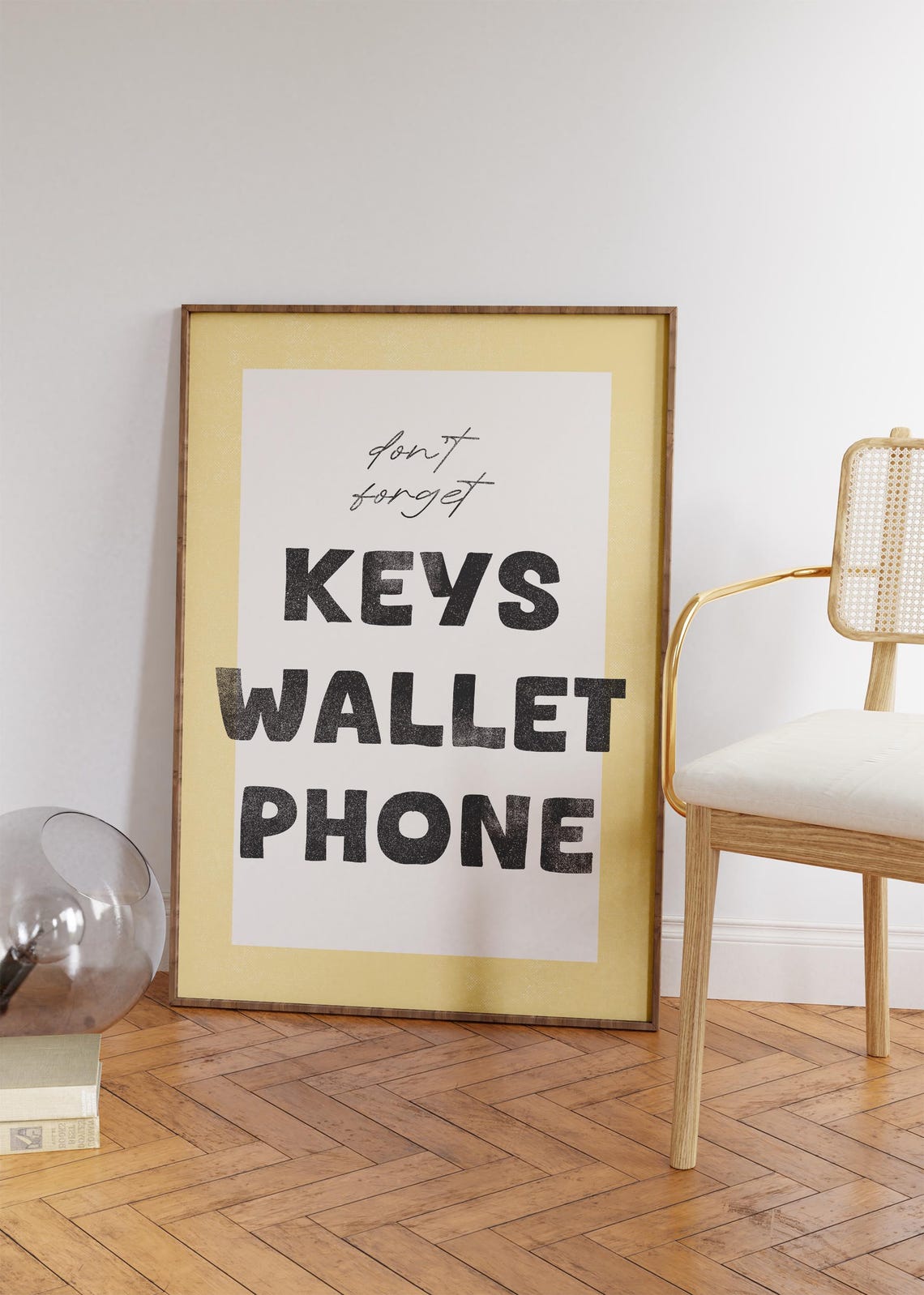 Dont Forget Keys Wallet Phone Yellow Entryway Reminder Wall Poster - Image 4