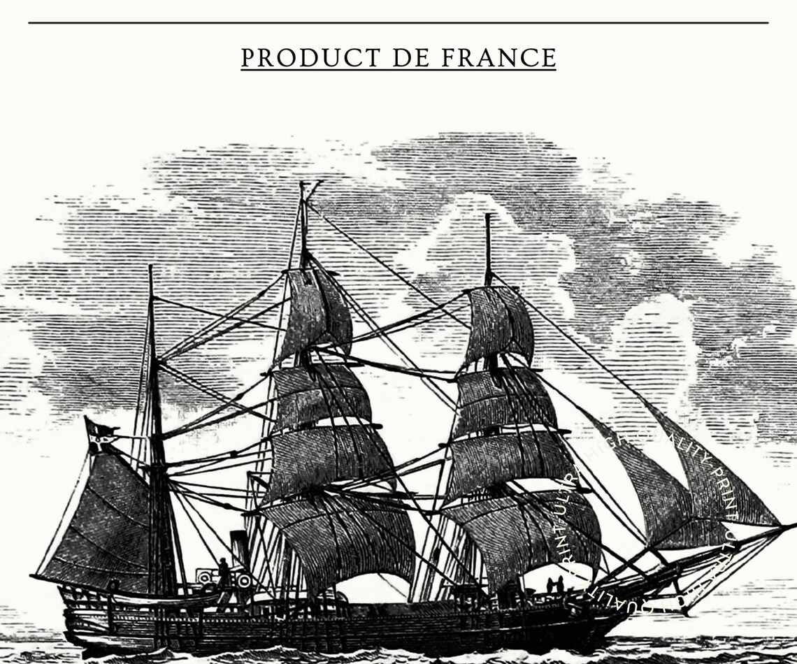 Cabernet Sauvignon France Wine Label Poster Ship Engraving Bar Art - Image 5