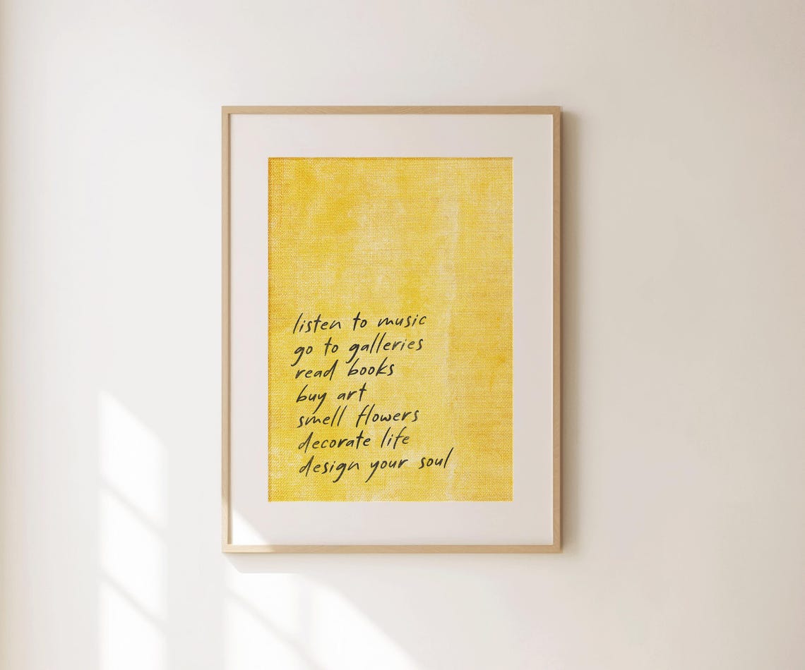 Romanticize Life Handwritten Affirmation List Mustard Yellow Art Print - Image 4