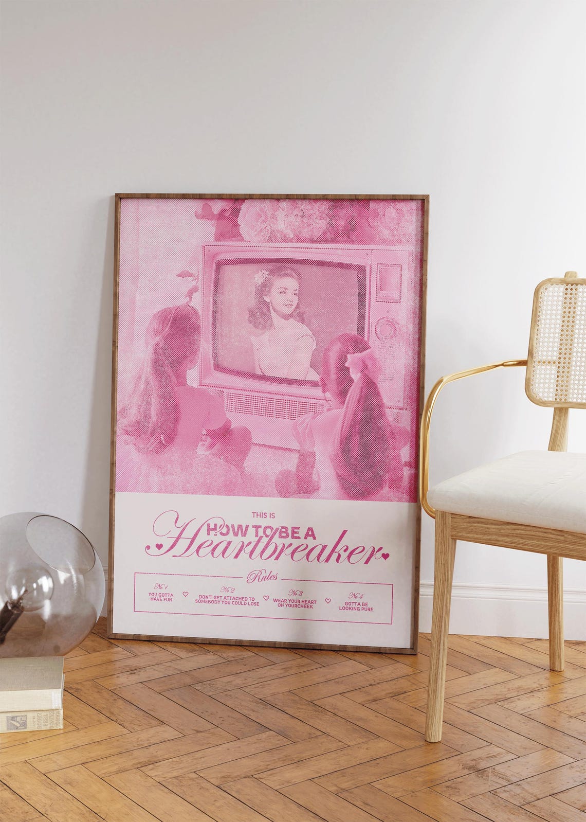 How To Be A Heartbreaker Pink Retro TV Rules Girly Art Poster