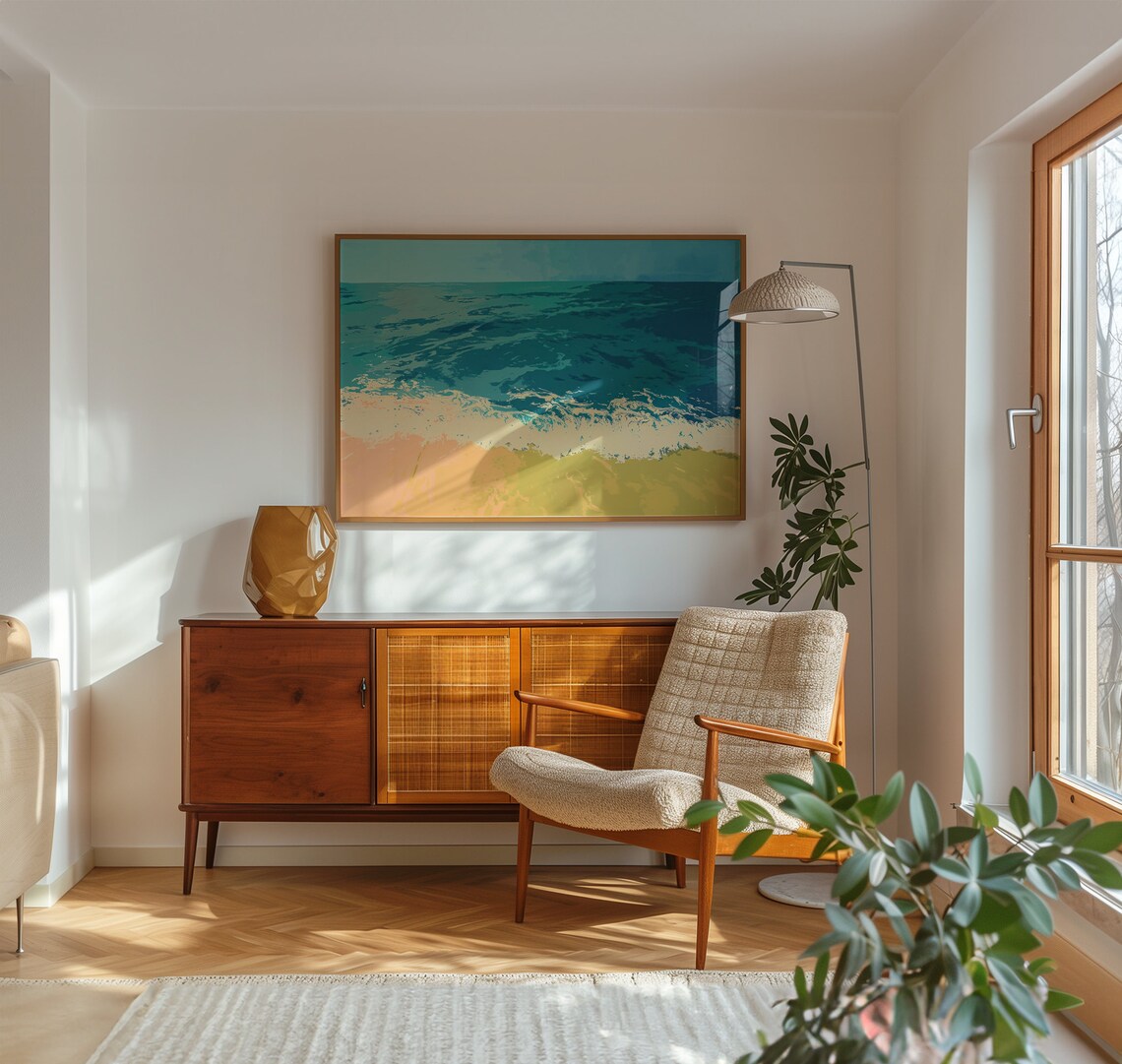 Ocean Waves Coastal Beach Abstract Landscape Surf Travel Poster - Image 2