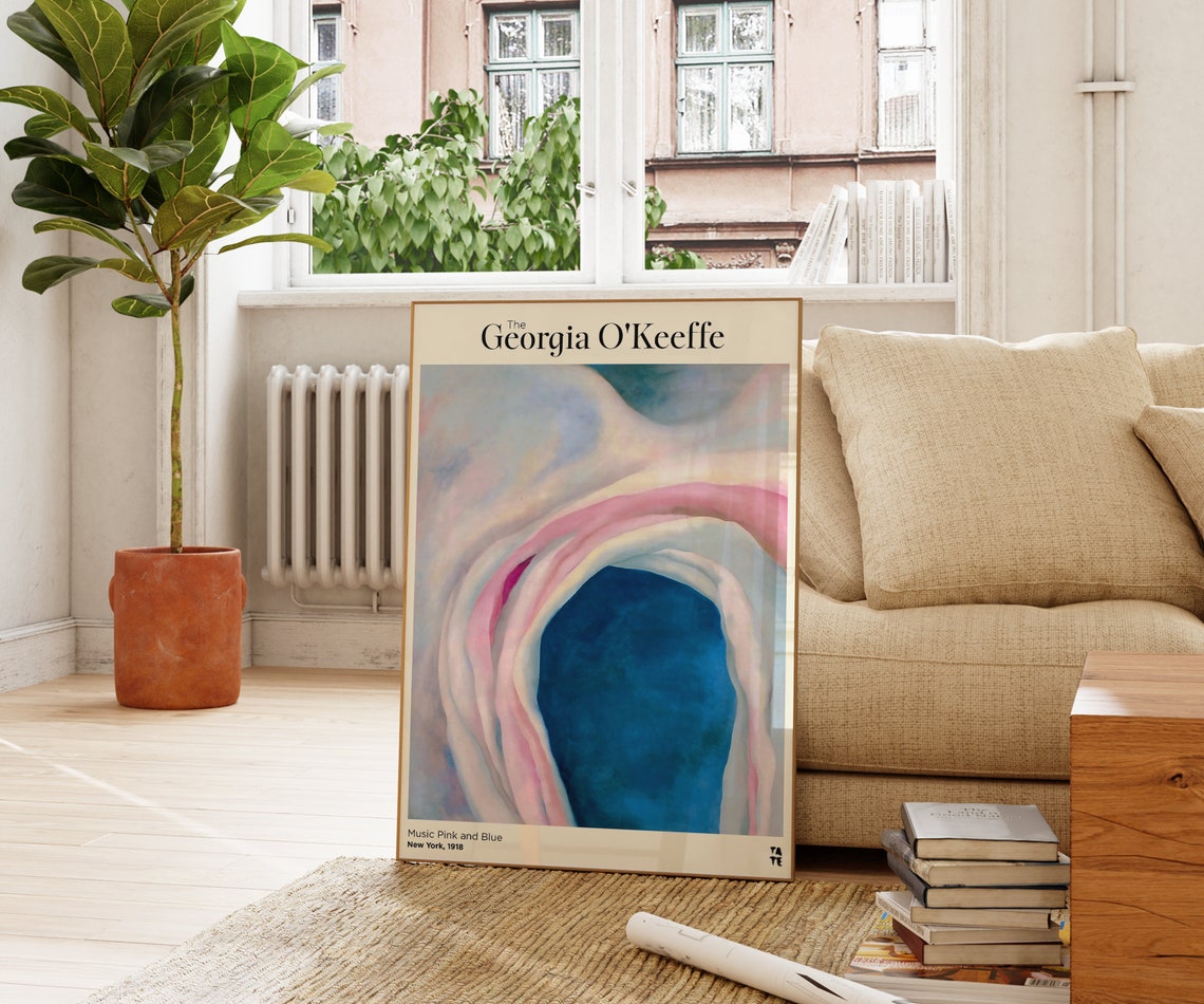 Georgia O'Keeffe Music Pink And Blue Abstract Floral Tate Art Poster - Image 2