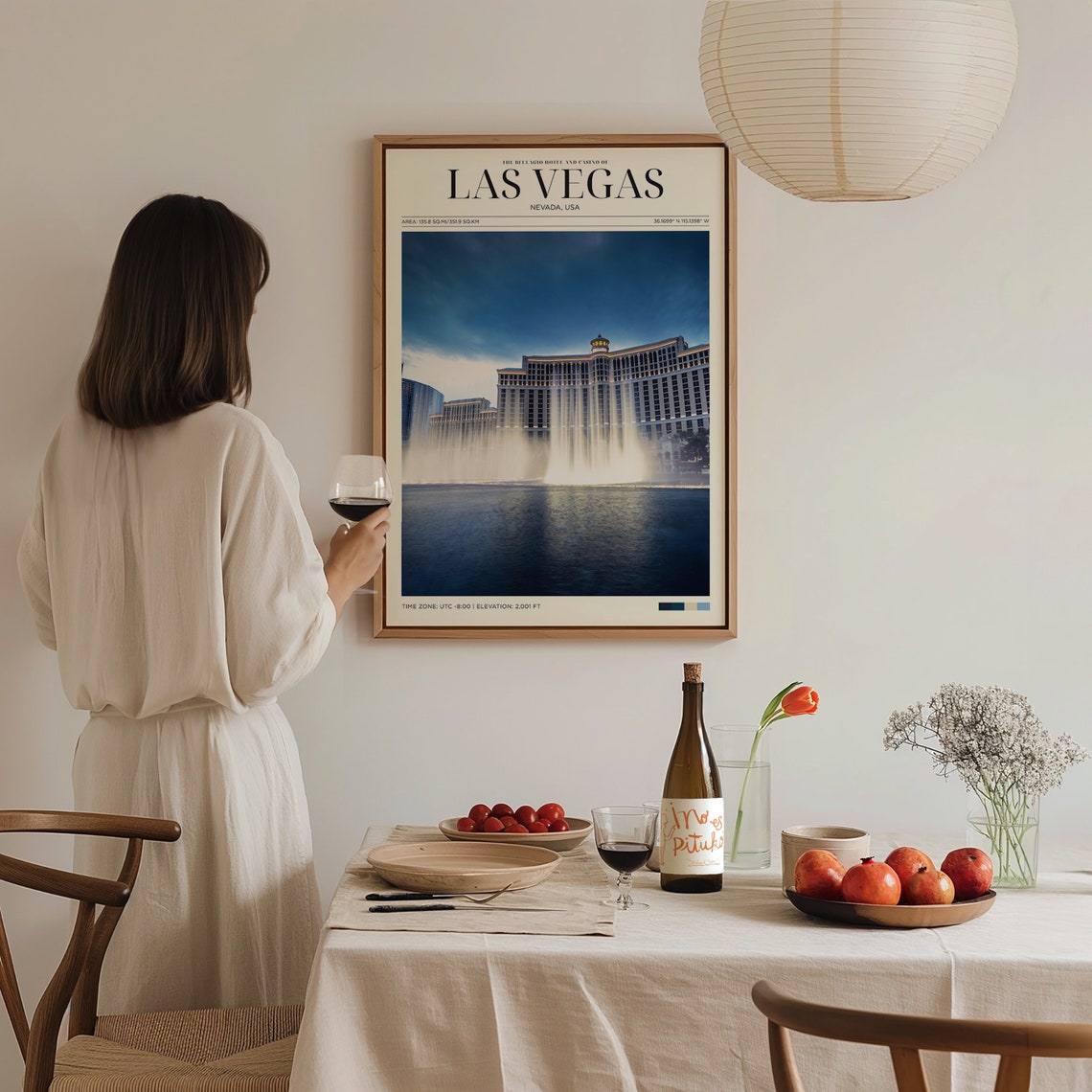 Travel Poster Las Vegas Strip Poster Las Vegas Bellagio Print Las Vegas Wall Art For Living Room Large Modern Office Cities Wall Art - Image 3