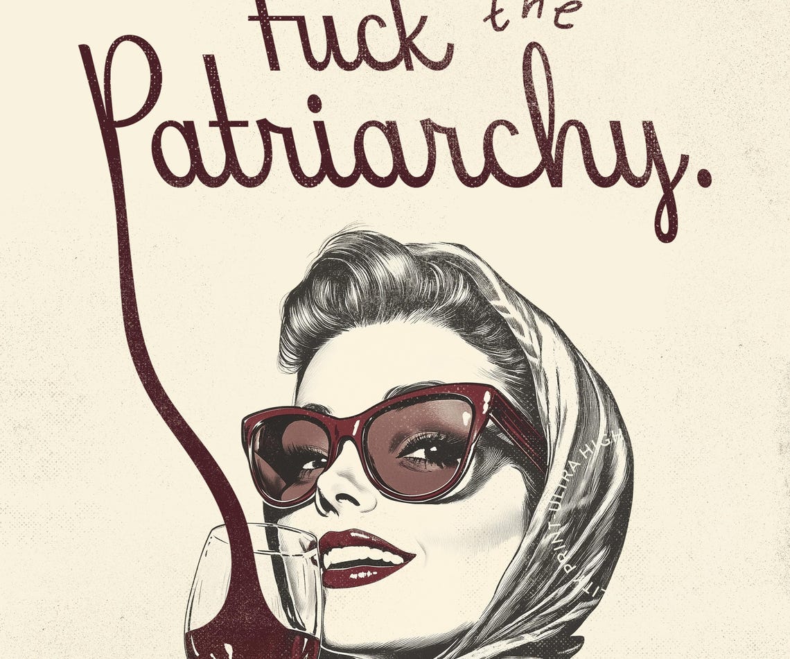 Fuck The Patriarchy Chic Wine Woman Script Feminist Quote Poster - Image 5