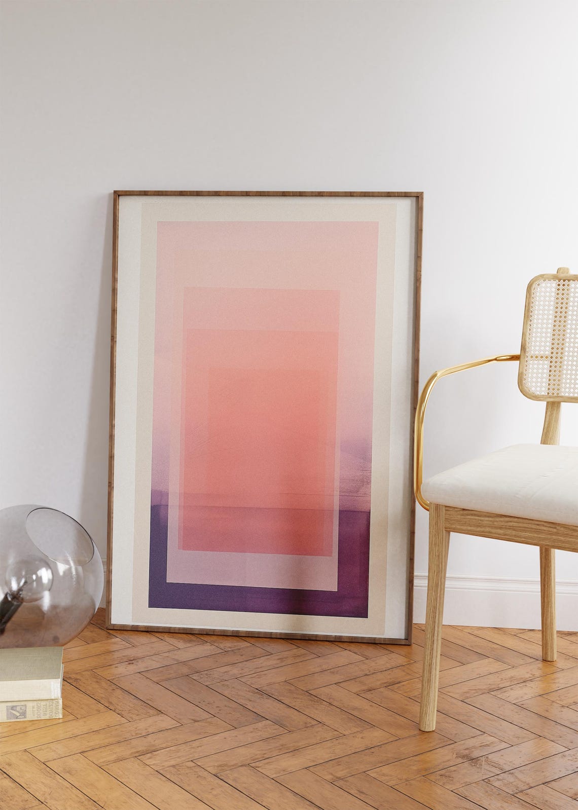 Pink Coral Gradient Abstract Minimalist Geometric Gallery Decor Poster - Image 4