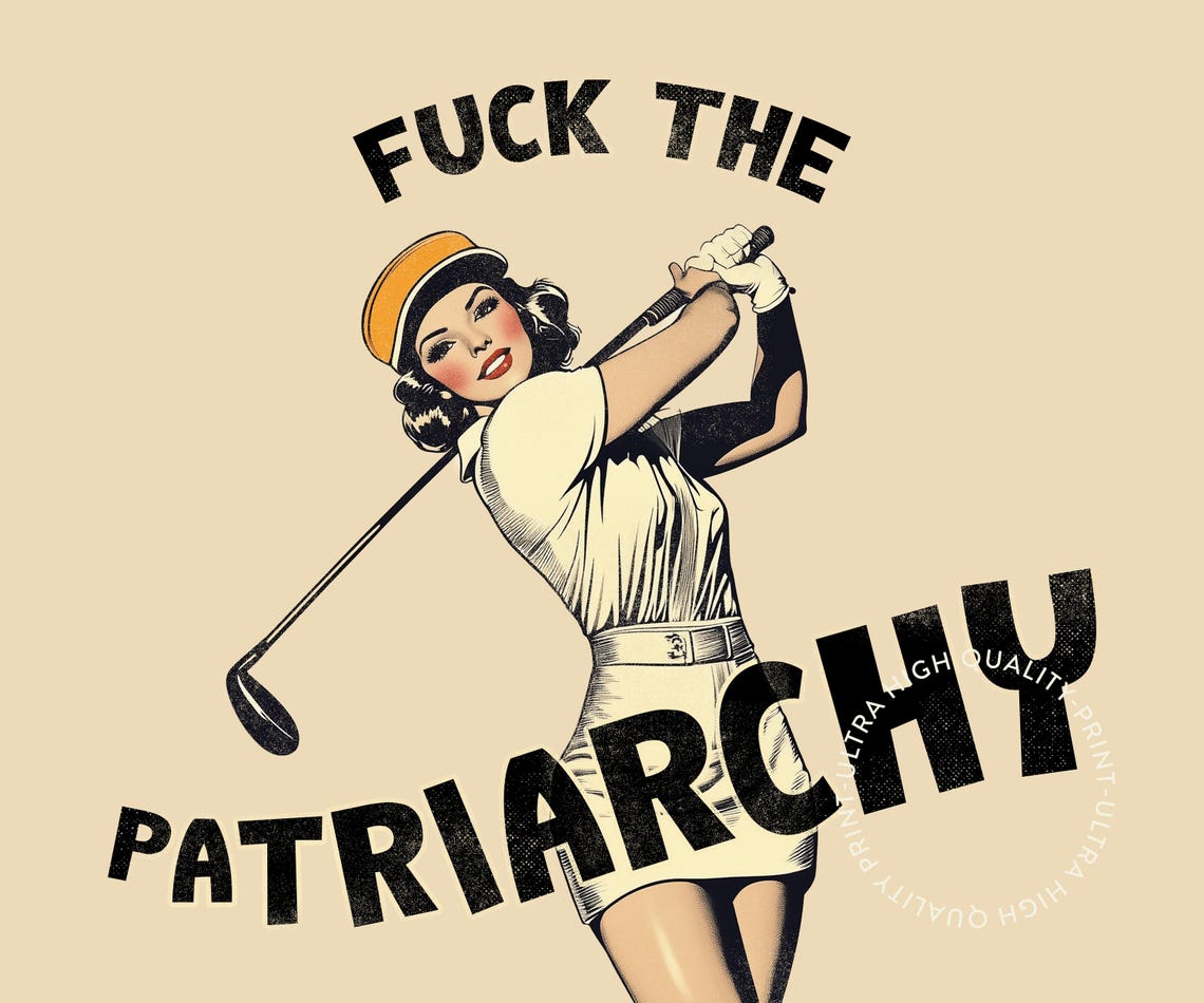 Fuck The Patriarchy Retro Golfer Woman Feminist Empowerment Poster - Image 5