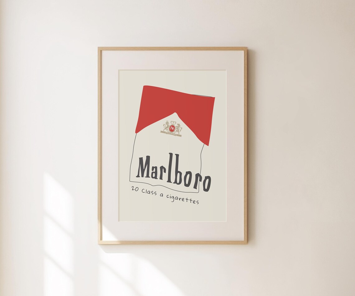 Marlboro Red Cigarette Pack Vintage Retro Advertising Design Decor Poster - Image 3