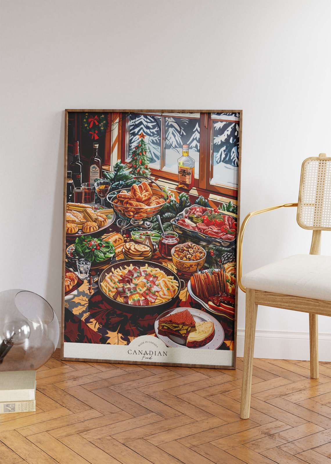 Canadian Food Winter Feast Illustrated Retro Kitchen Wall Art Print