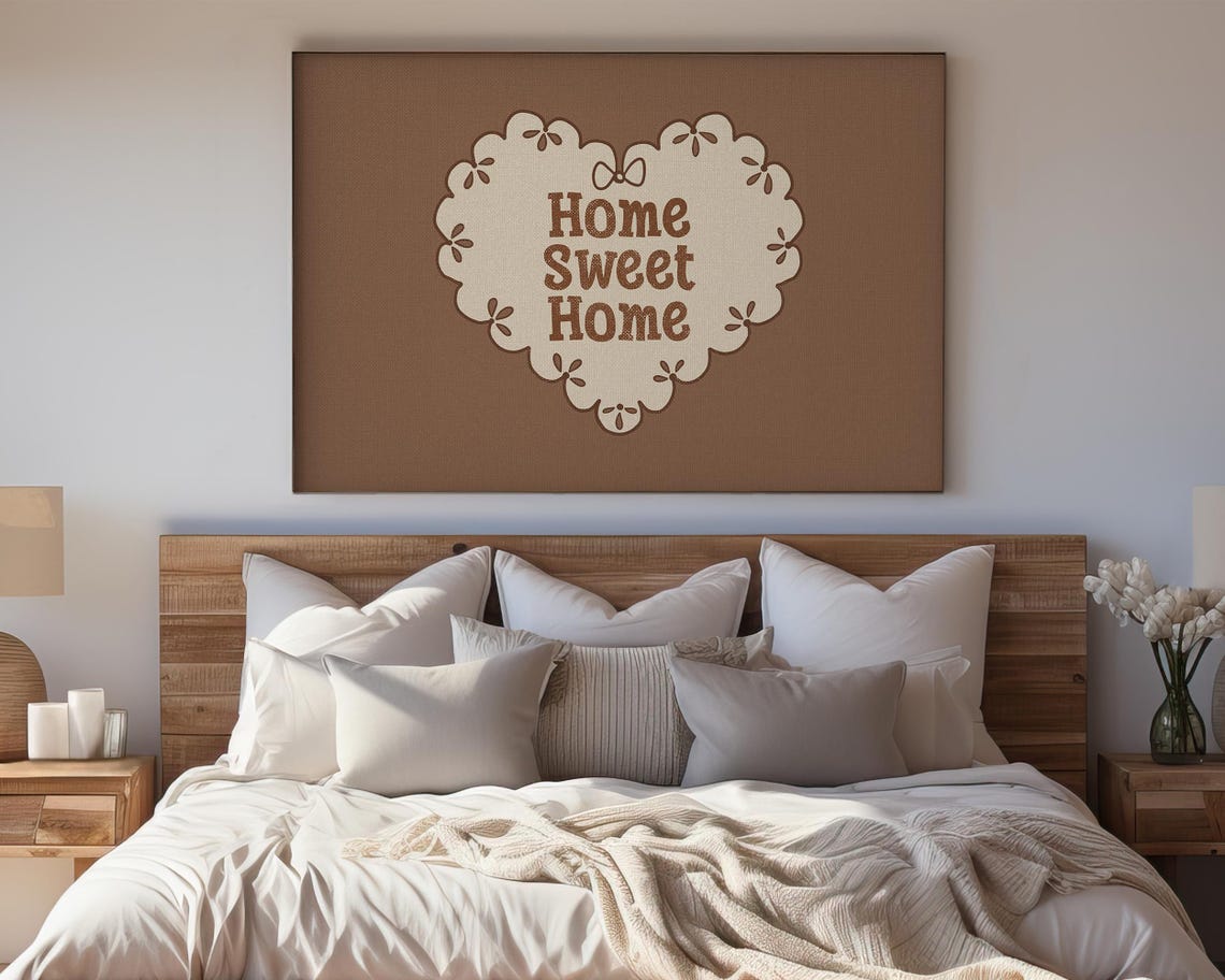Home Sweet Home Brown Scalloped Heart Doily Farmhouse Wall Art - Image 5