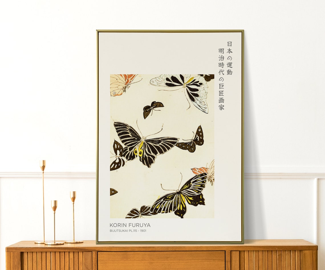 Korin Furuya Japanese Butterfly Art Print 1901 Bijutsukai Wall Decor - Image 4