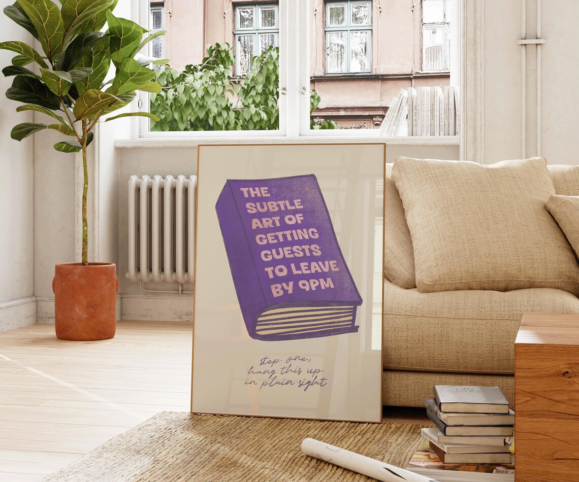 The Subtle Art Of Getting Guests To Leave By 9PM Purple Funny Book Print - Image 3