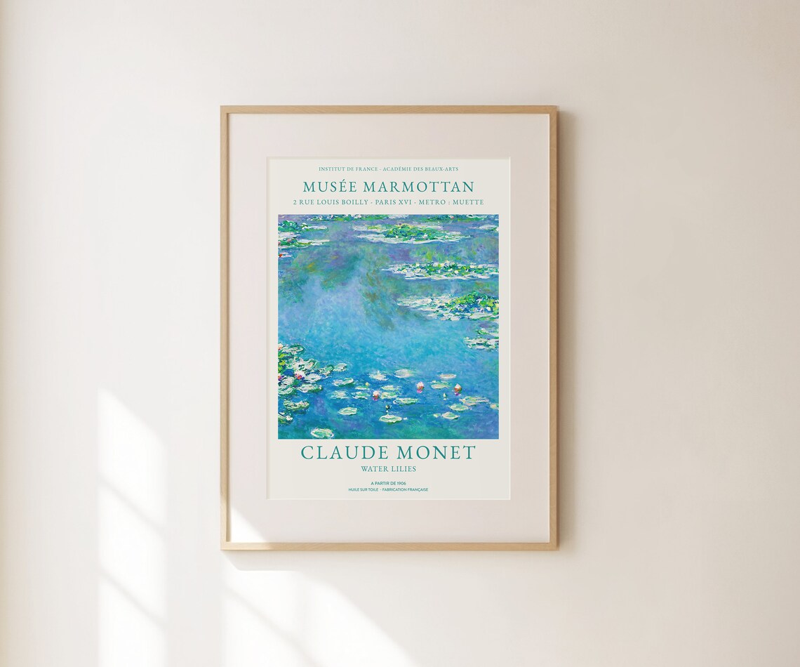 Claude Monet Water Lilies Blue Pond Impressionist Museum Exhibition Art Print - Image 2