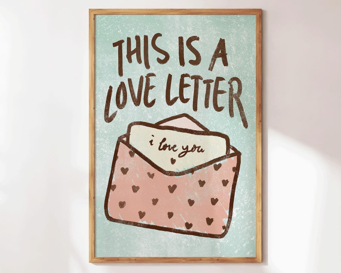 This Is A Love Letter Mint Heart Envelope Illustrated Valentine Poster - Image 2