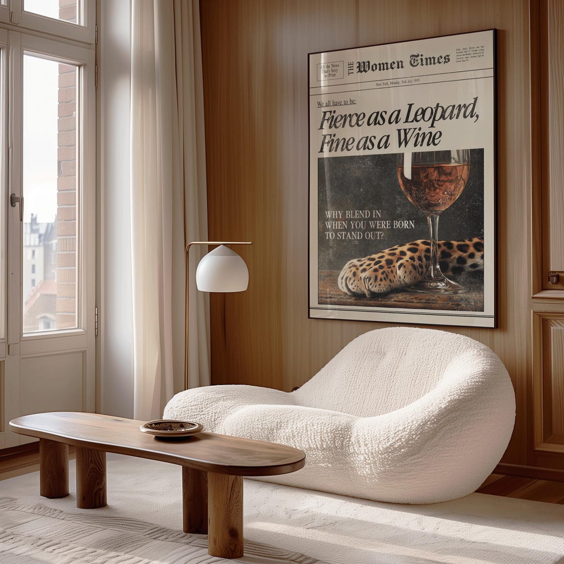 Fierce As A Leopard Fine As A Wine Vintage Newspaper Quote Poster - Image 2