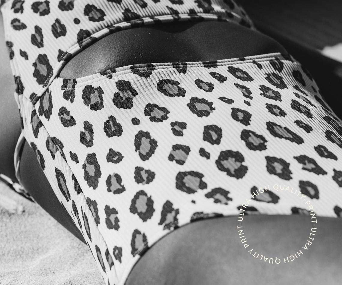 Leopard Bikini Sunbather Black White Close Up Beach Wall Poster - Image 5