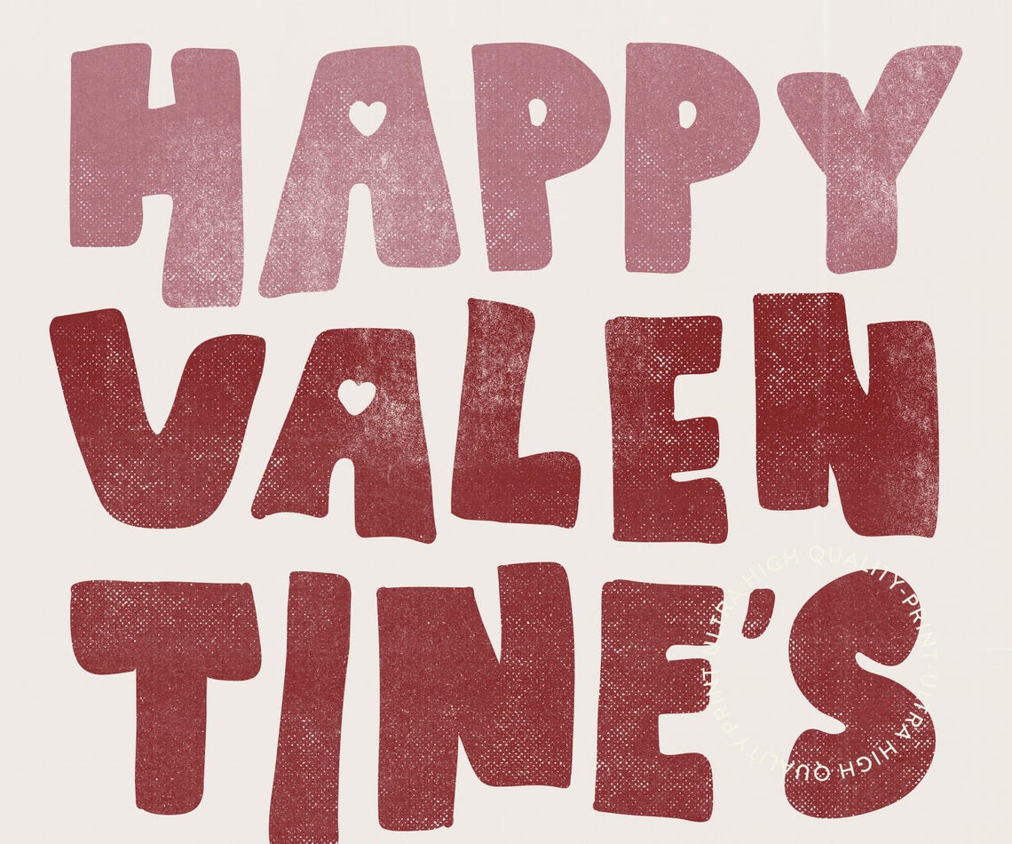 Happy Valentines Day Chunky Pink Bubble Letters Retro Love Poster - Image 5
