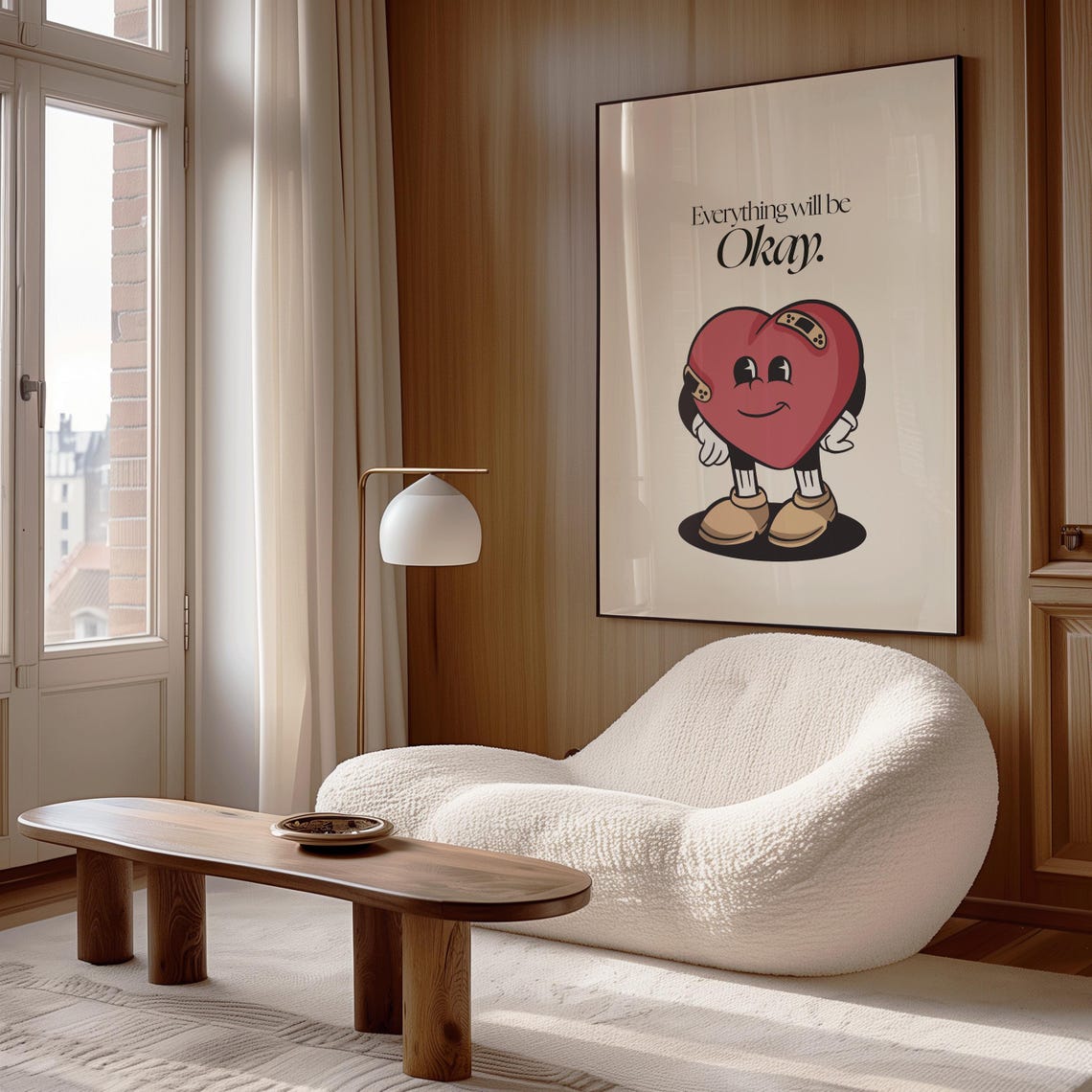 Everything Will Be Okay Retro Heart Character Cute Comforting Poster - Image 2