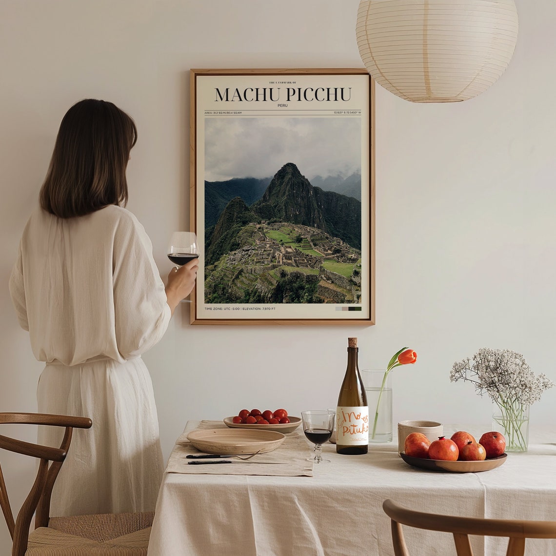 Machu Picchu Peru Ancient Ruins Mountain Mist Cloudy Travel Poster - Image 2