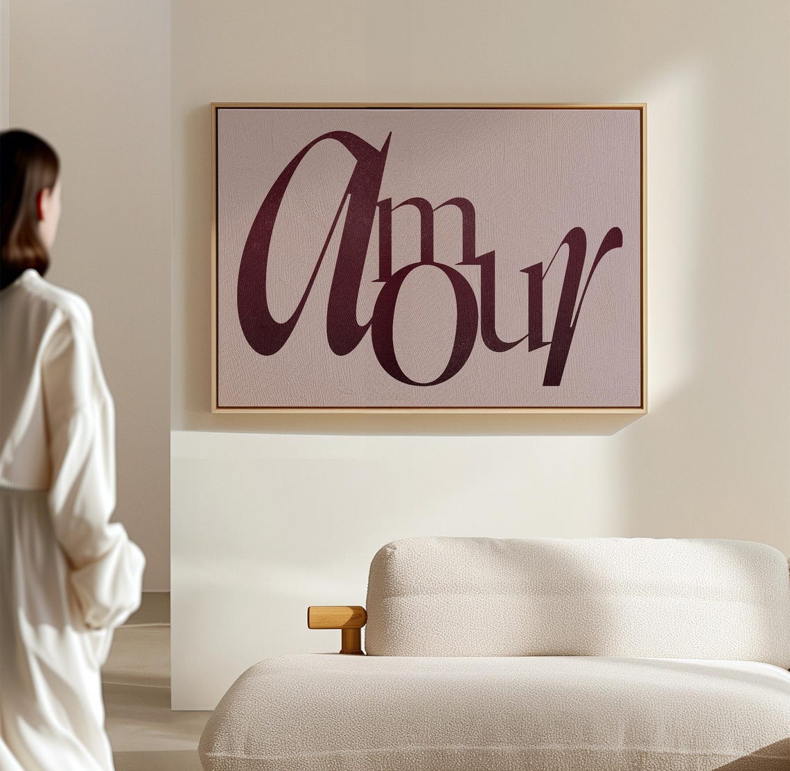 Amour Elegant Burgundy Script Rose French Romantic Typography Poster - Image 4
