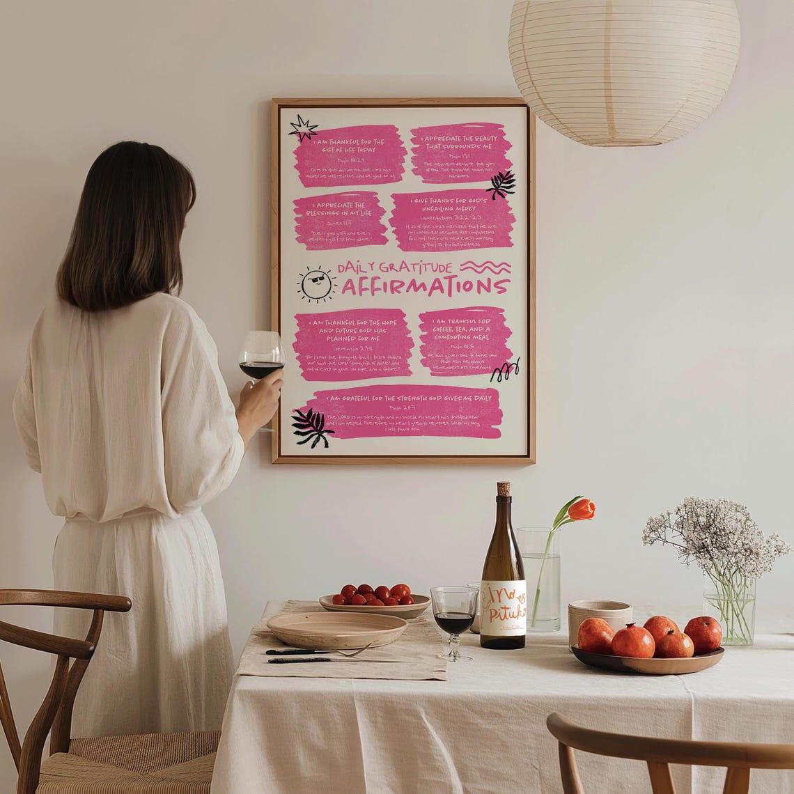 Daily Gratitude Affirmations Pink Christian Scripture Quote Poster - Image 3