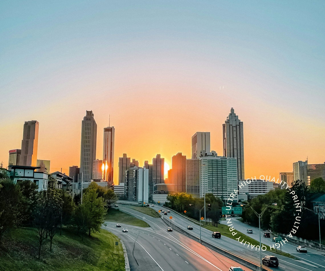 Travel Poster Atlanta Poster Vintage Posters In Atlanta Sunset Print Atlanta Wall Art For Living Room Modern Office Wall Art - Image 5