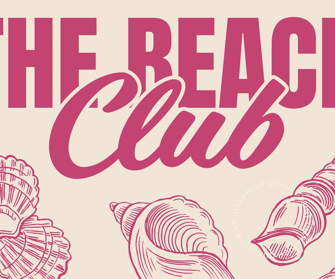 The Beach Club Retro Dusty Pink Seashell Illustrations Art Poster - Image 5