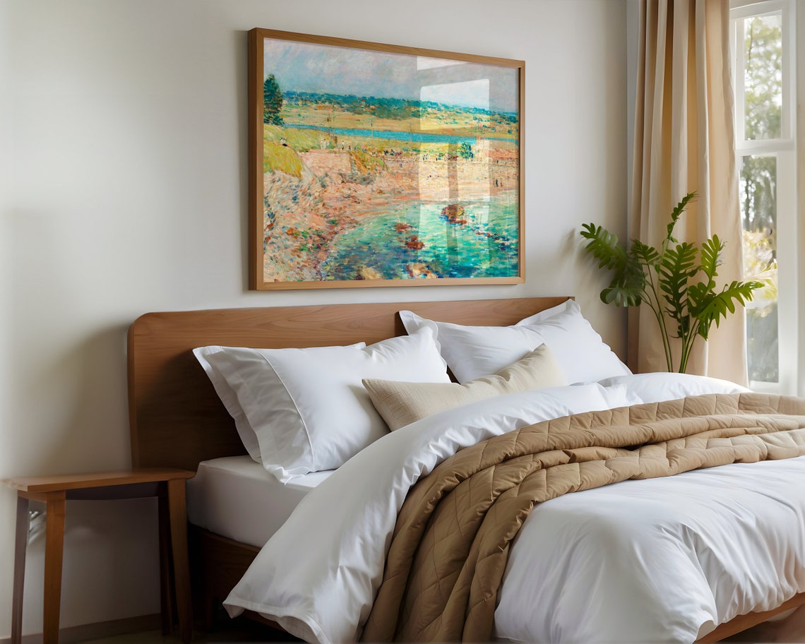Impressionist Pastel Coastal Beach Cliffs Seascape Painting Wall Art - Image 4