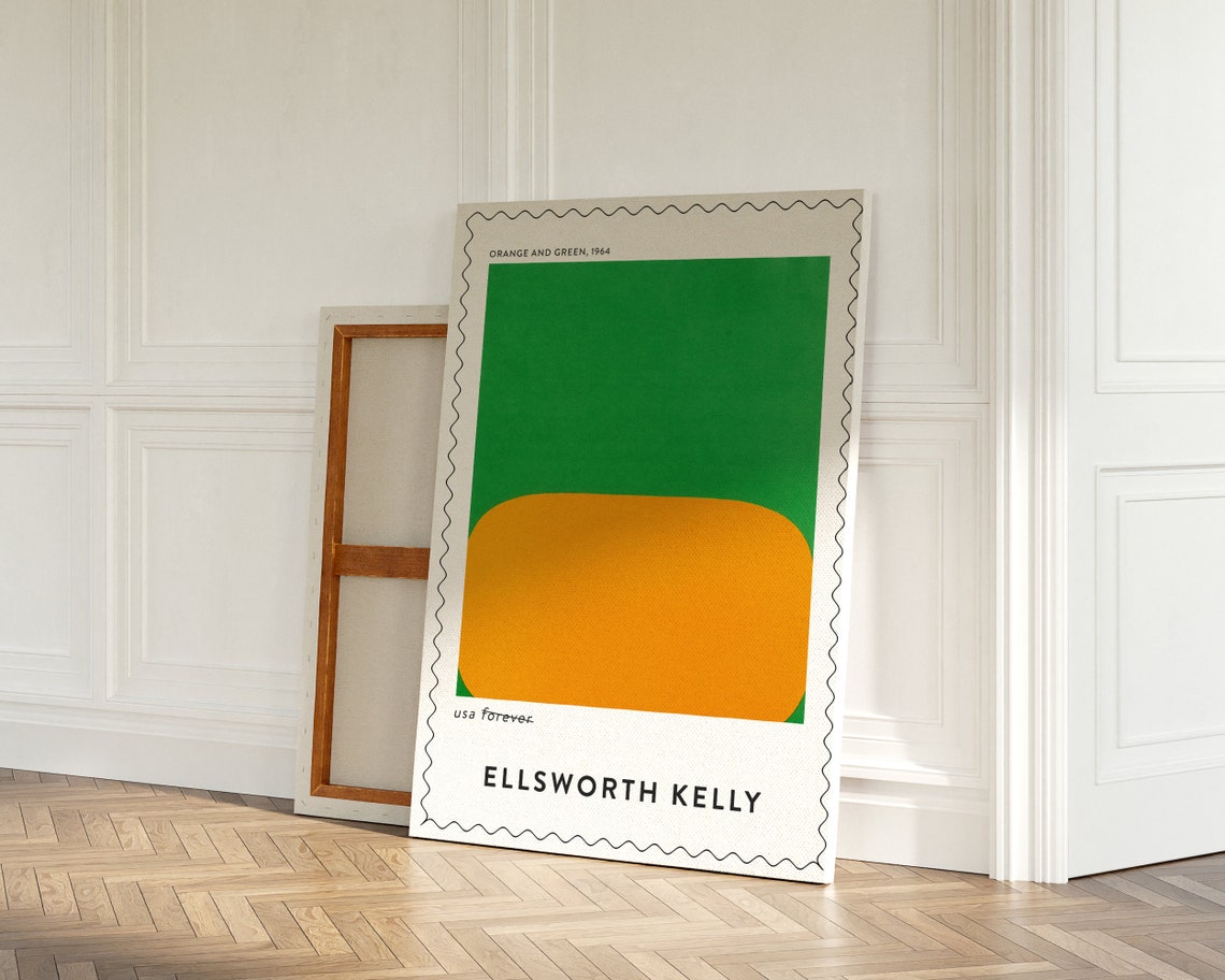 Ellsworth Kelly Orange and Green 1964 Geometric Stamp Art Print - Image 3