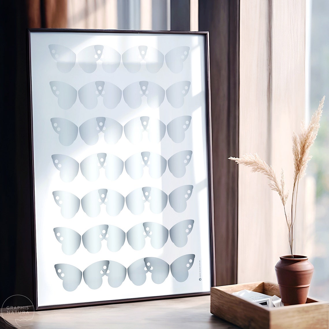 Pale Blue Butterfly Grid Minimalist Modern Insect Nature Poster - Image 4
