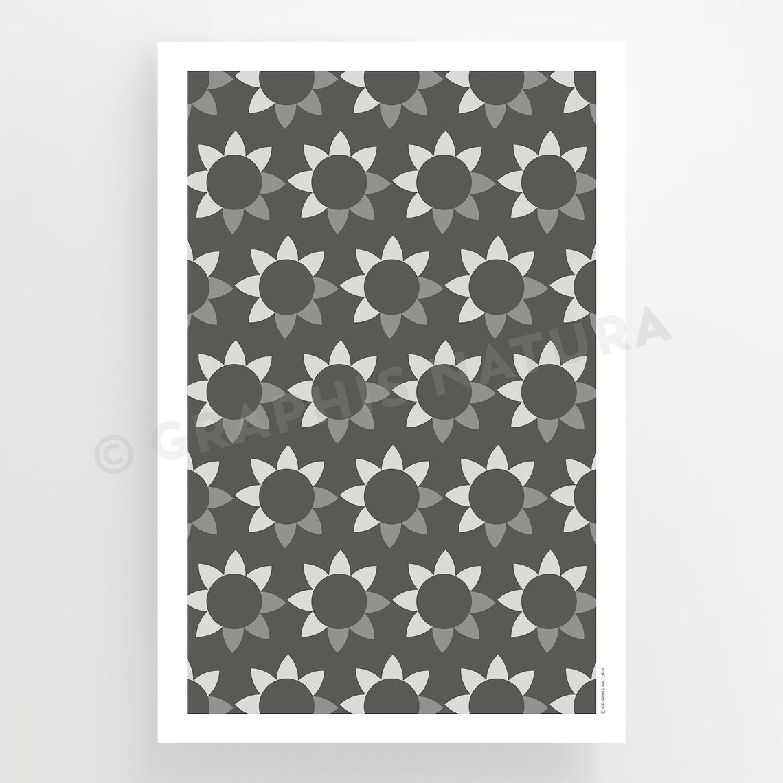 Geometric Flower Art Print Black White Floral Wall Art Geometric Floral Wall Art Flower Poster Living Room Decor Organic Modern Decor - Image 2