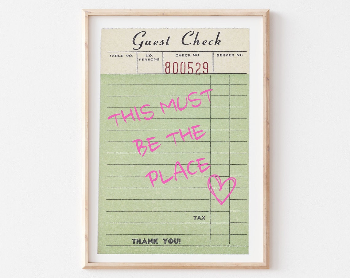 This Must Be the Place Retro Green Guest Check Restaurant Poster