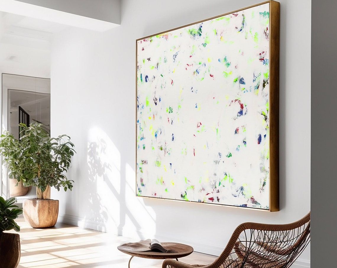 Sparse Confetti Dots White Minimalist Abstract Artwork Poster