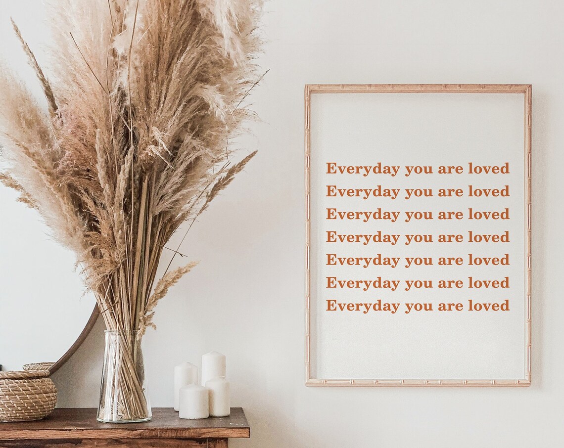 Everyday You Are Loved Repeated Quote Terracotta Minimalist Poster - Image 2